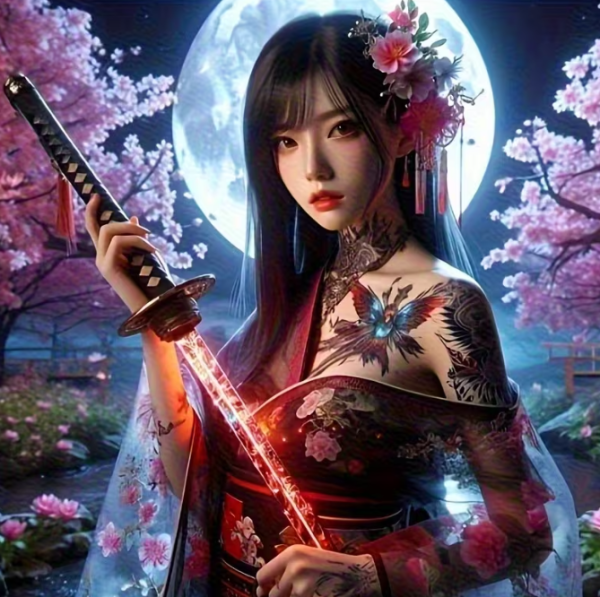 Diamond Painting Samurai-Kriegerin im Kimono